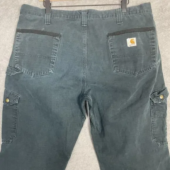 Carhartt Cargo Pants Mens 37x30 Black Relaxed Fit Double Knee Workwear Utility - Picture 8 of 16
